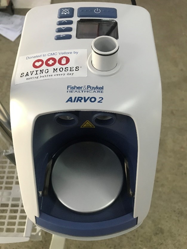 A life saving infant breathing machine supplied to a local Intensive Care Unit in rural India during the second wave of the COVID-19 pandemic