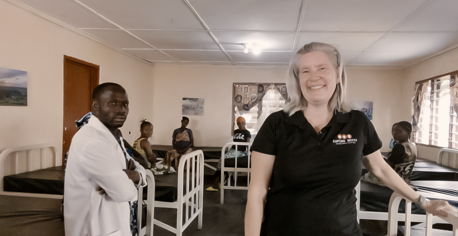 Healthcare workers and mothers in a care facility, emphasizing support for vulnerable newborns in Sub-Saharan Africa, with a focus on Saving Moses' mission.