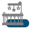 Baby crib icon symbolizing care and safety for vulnerable infants in the NightCare program by Saving Moses.
