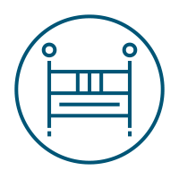 Icon of a crib representing BirthAid program by Saving Moses, focused on providing education and skilled birth attendants to reduce neonatal mortality rates.