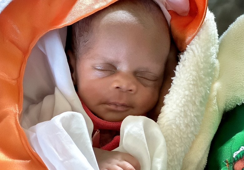 Newborn baby swaddled in soft fabric, emphasizing the critical need for health services to save infants in vulnerable conditions.